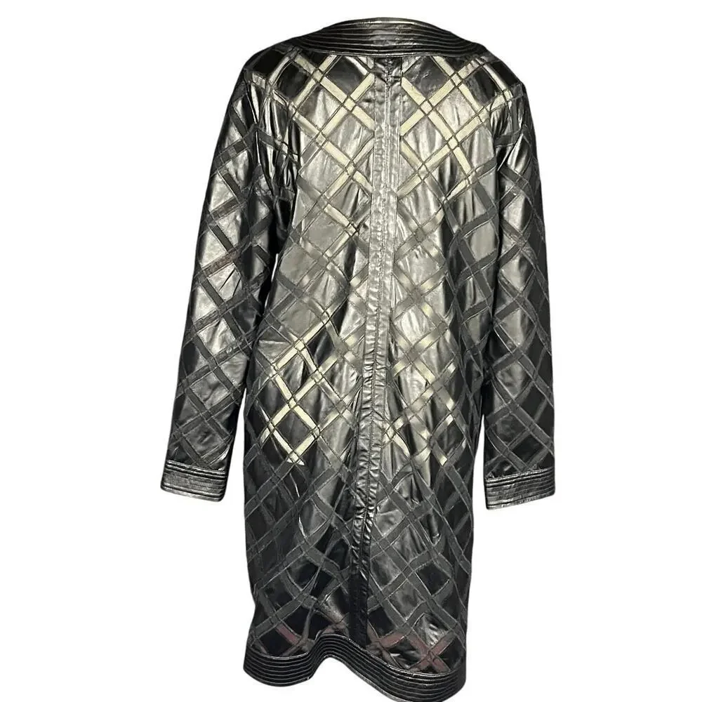 Bagatelle Faux Leather Vented Open Duster Jacket Black Size L